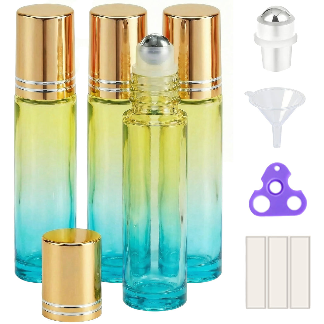 PrettyCare 4 Pack Amber Glass Oil Roller Bottles for Essential Oils 10ml, Roll On Bottles with Stainless Steel Roller Ball Leak-Proof Perfume Travel Refillable Bottle Empty, Beauty & Personal Care-PrettyCare 4 Pack Amber Glass Oil Roller Bottles for Essential Oils 10ml, Roll On Bottles with Stainless Steel Roller Ball Leak-Proof Perfume Travel Refillable Bottle Empty, Beauty & Personal Care