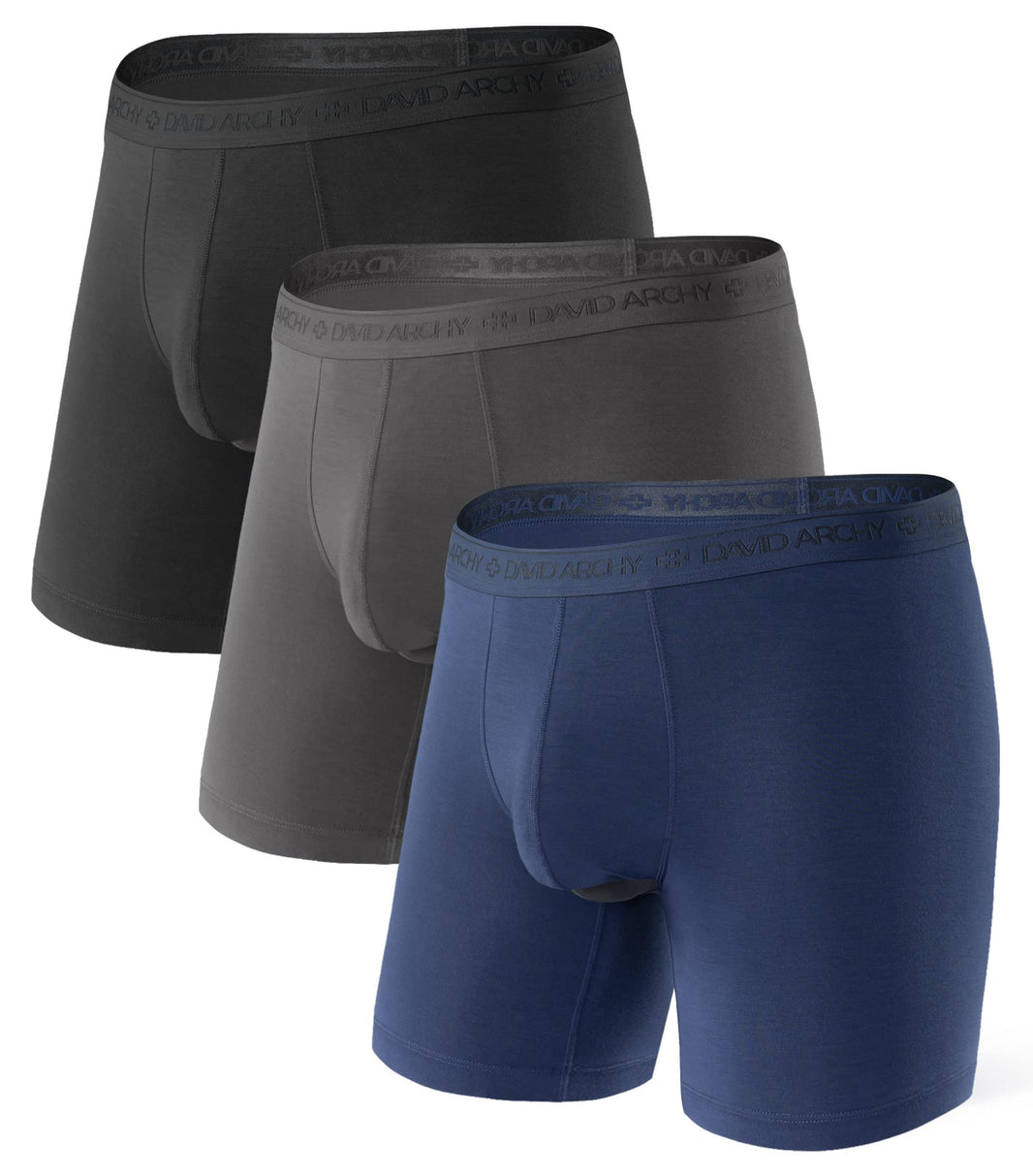 DAVID ARCHY Men's Underwear Modal Boxer Briefs Trunks Multi-Pack | Dual Pouch with Fly, Ultra Soft Second Skin Feel, Breathable Stretch Spandex, Anti Chafing, Daily Lounging Work Travel-DAVID ARCHY Men's Underwear Modal Boxer Briefs Trunks Multi-Pack | Dual Pouch with Fly, Ultra Soft Second Skin Feel, Breathable Stretch Spandex, Anti Chafing, Daily Lounging Work Travel