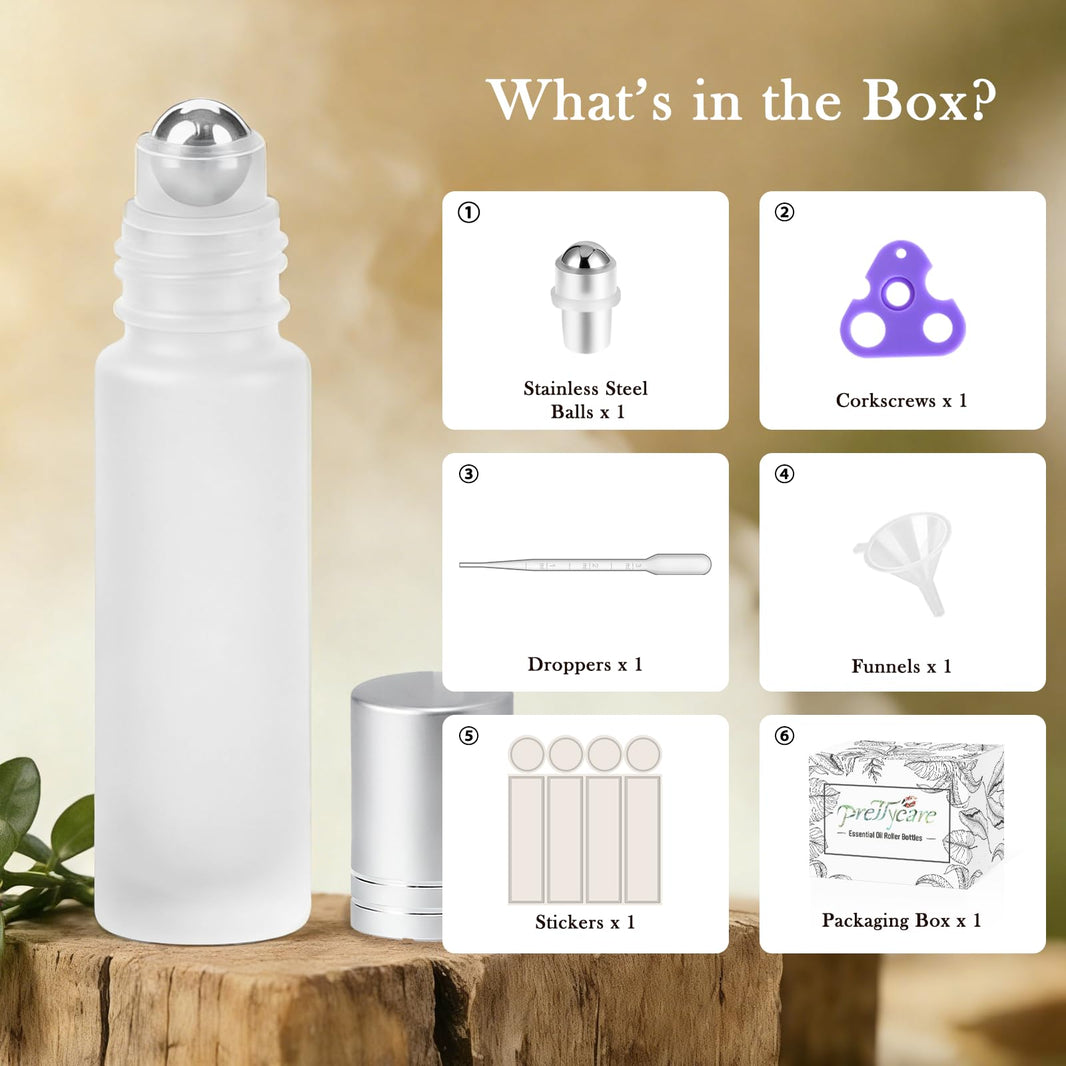 PrettyCare 4 Pack Amber Glass Oil Roller Bottles for Essential Oils 10ml, Roll On Bottles with Stainless Steel Roller Ball Leak-Proof Perfume Travel Refillable Bottle Empty, Beauty & Personal Care-PrettyCare 4 Pack Amber Glass Oil Roller Bottles for Essential Oils 10ml, Roll On Bottles with Stainless Steel Roller Ball Leak-Proof Perfume Travel Refillable Bottle Empty, Beauty & Personal Care