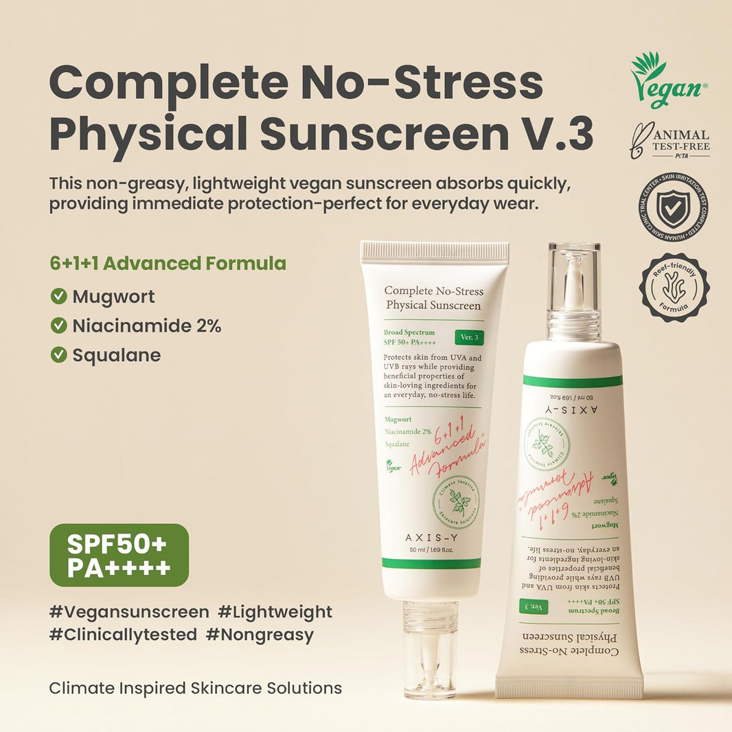 AXIS-Y Complete No-Stress Physical Sunscreen SPF50+ PA++++-AXIS-Y Complete No-Stress Physical Sunscreen SPF50+ PA++++