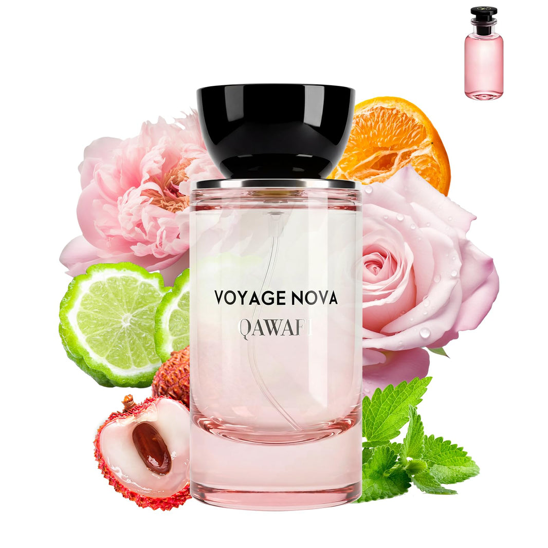 Voyage Nova Eau de Parfum for Women, Lychee Bergamot Ginger, Rose Peony Cocoa Blossom, Elegant Patchouli, Long Lasting Spring Fall Perfume, 100ml & 3.4 fl oz-Voyage Nova Eau de Parfum for Women, Lychee Bergamot Ginger, Rose Peony Cocoa Blossom, Elegant Patchouli, Long Lasting Spring Fall Perfume, 100ml & 3.4 fl oz
