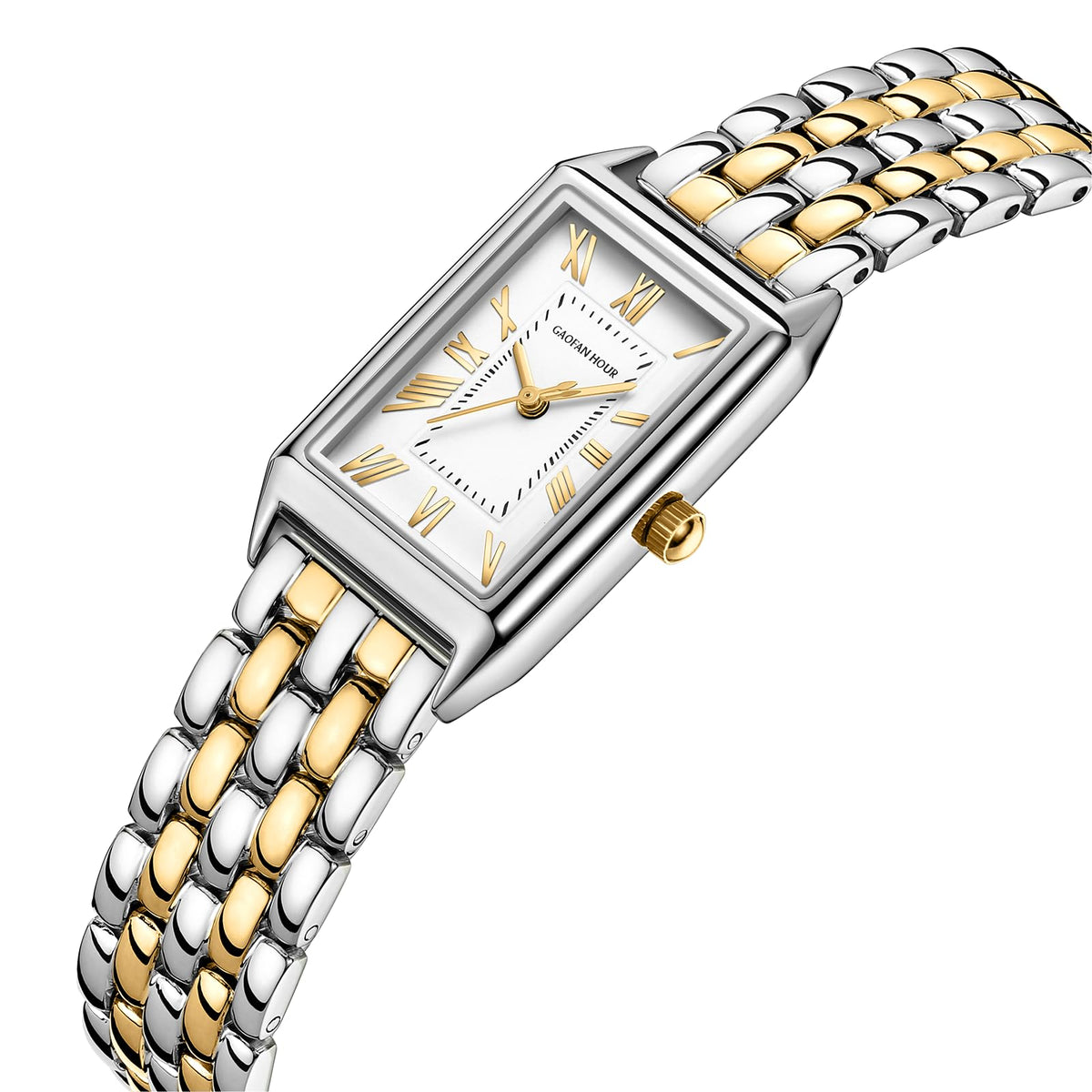 Gold Watches for Women with Vintage Rectangular Case,White Roman Dial,Stainless Steel Band,Adjustment Tool Included,Water Resistant-Gold Watches for Women with Vintage Rectangular Case,White Roman Dial,Stainless Steel Band,Adjustment Tool Included,Water Resistant