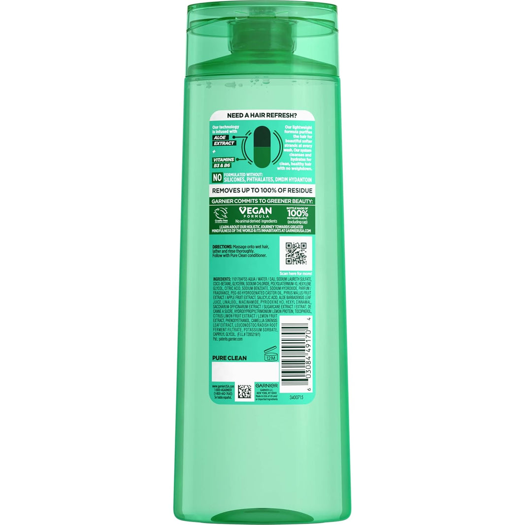 Garnier Fructis Pure Clean Purifying Shampoo, Silicone-Free, 12.5 Fl Oz, 1 Count (Packaging May Vary)-Garnier Fructis Pure Clean Purifying Shampoo, Silicone-Free, 12.5 Fl Oz, 1 Count (Packaging May Vary)