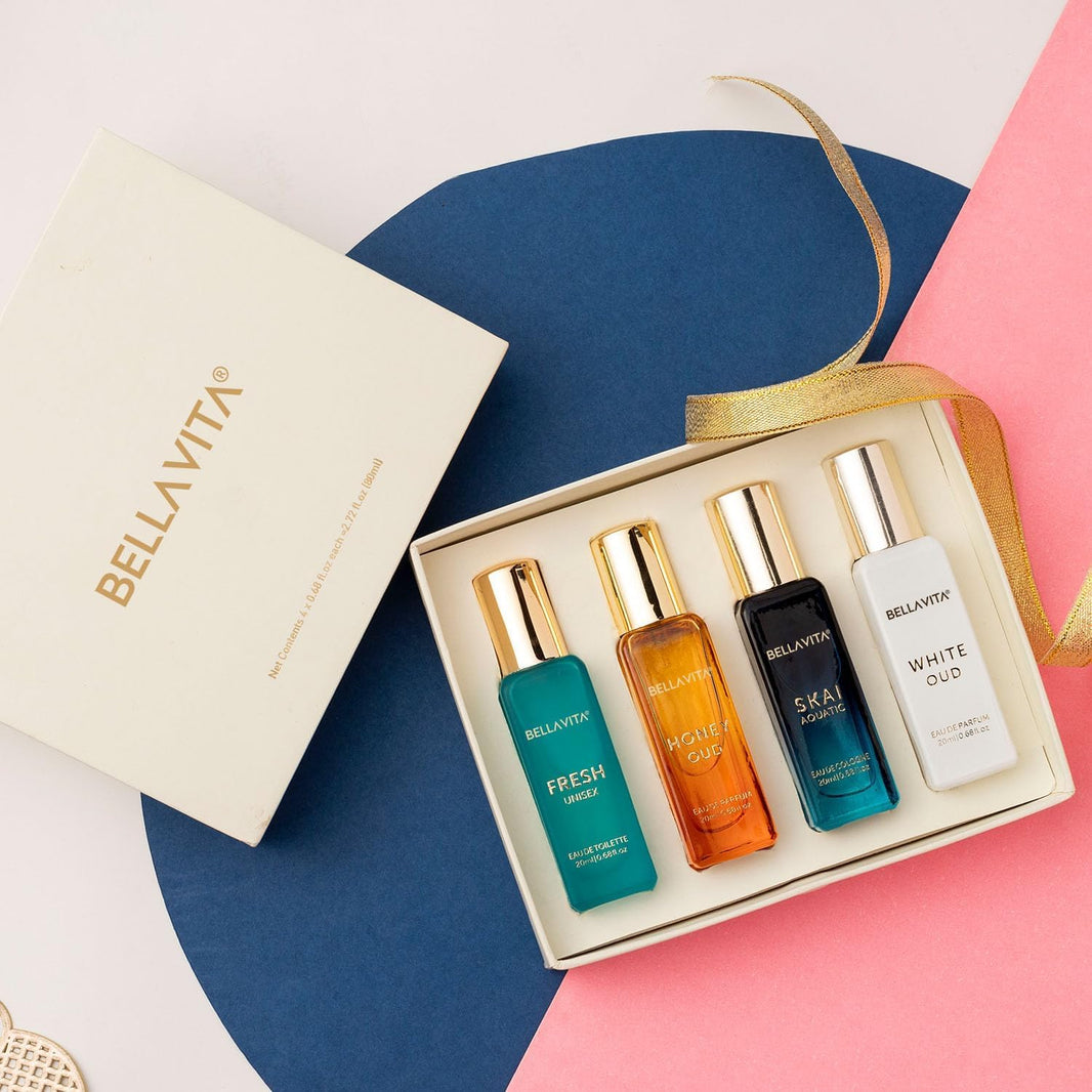 Bellavita Luxury Unisex Perfume Gift Set with Honey & White Oud, Skai, & Fresh | 80ml | Perfume for Men and Women | Honey, Artemisia Lemon, Bergamot, & Sweet Almond Notes | Gift for Father's Day-Bellavita Luxury Unisex Perfume Gift Set with Honey & White Oud, Skai, & Fresh | 80ml | Perfume for Men and Women | Honey, Artemisia Lemon, Bergamot, & Sweet Almond Notes | Gift for Father's Day