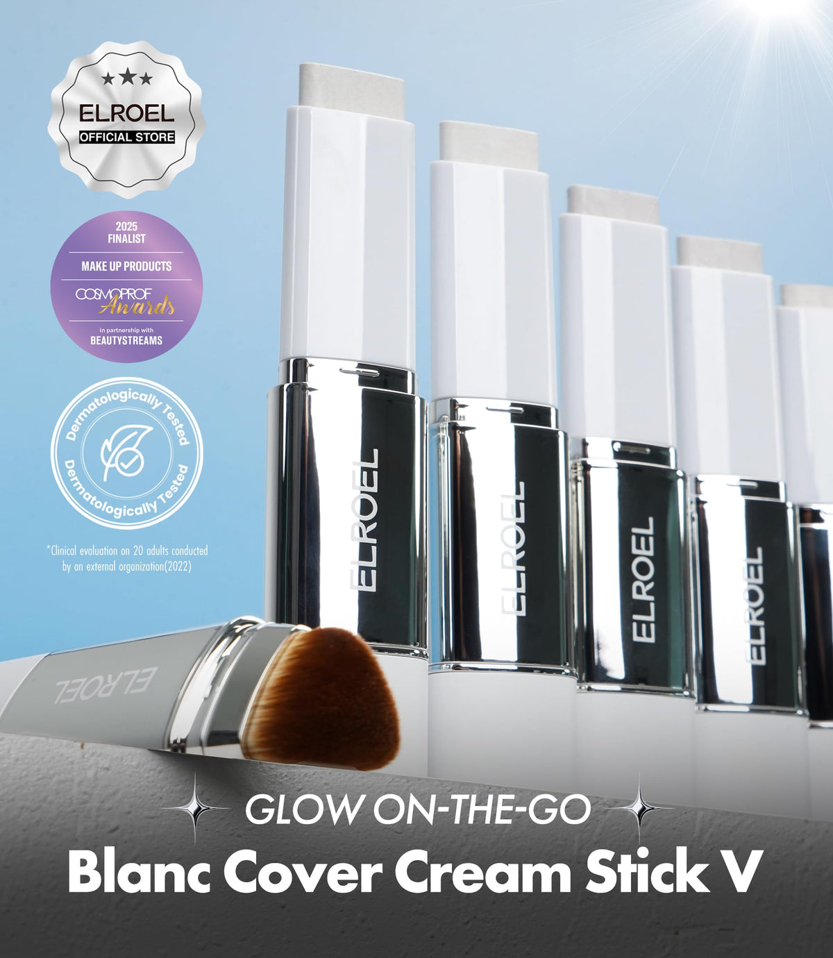 ELROEL Blanc Cover Cream Stick V White - Korean Color-Changing Foundation Stick with Volufiline - Medium to Full Coverage Dewy Finish Base Makeup - Dual-Ended with Detachable Brush (202 Natural)-ELROEL Blanc Cover Cream Stick V White - Korean Color-Changing Foundation Stick with Volufiline - Medium to Full Coverage Dewy Finish Base Makeup - Dual-Ended with Detachable Brush (202 Natural)