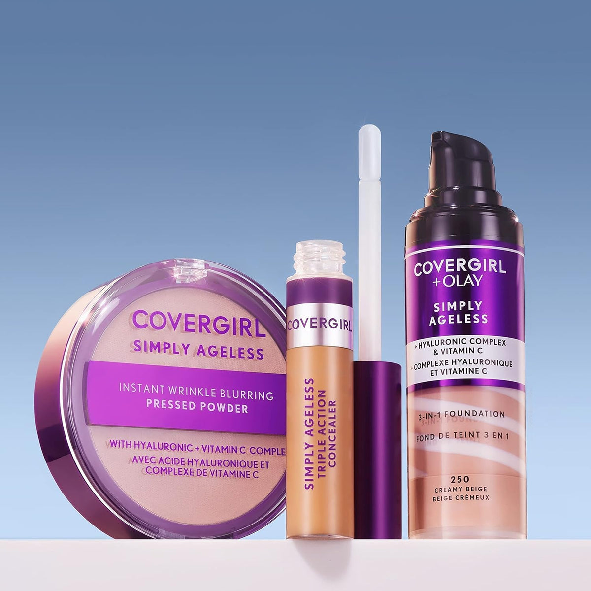 COVERGIRL & Olay Simply Ageless 3-in-1 Liquid Foundation, Matte Finish, Hyaluronic & Vitamin C Formula, 225 Buff Beige, 1 Count-COVERGIRL & Olay Simply Ageless 3-in-1 Liquid Foundation, Matte Finish, Hyaluronic & Vitamin C Formula, 225 Buff Beige, 1 Count
