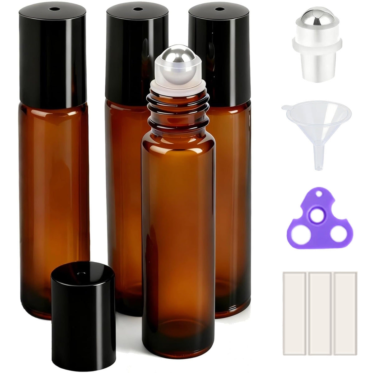 PrettyCare 4 Pack Amber Glass Oil Roller Bottles for Essential Oils 10ml, Roll On Bottles with Stainless Steel Roller Ball Leak-Proof Perfume Travel Refillable Bottle Empty, Beauty & Personal Care-PrettyCare 4 Pack Amber Glass Oil Roller Bottles for Essential Oils 10ml, Roll On Bottles with Stainless Steel Roller Ball Leak-Proof Perfume Travel Refillable Bottle Empty, Beauty & Personal Care