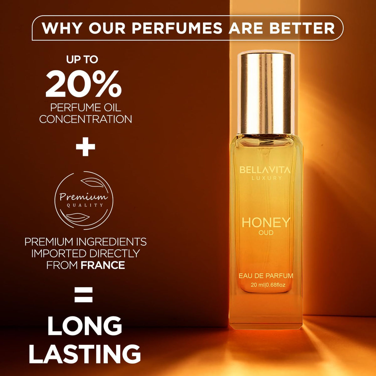 Bellavita Luxury Honey oud Eau de Parfum | 20 ml (0.7 fl.oz.) | Travel Size Perfume for Men and Women | Sweet Honey, Bergamot, Oud, and Amber Notes | Long Lasting Unisex Fragrance-Bellavita Luxury Honey oud Eau de Parfum | 20 ml (0.7 fl.oz.) | Travel Size Perfume for Men and Women | Sweet Honey, Bergamot, Oud, and Amber Notes | Long Lasting Unisex Fragrance
