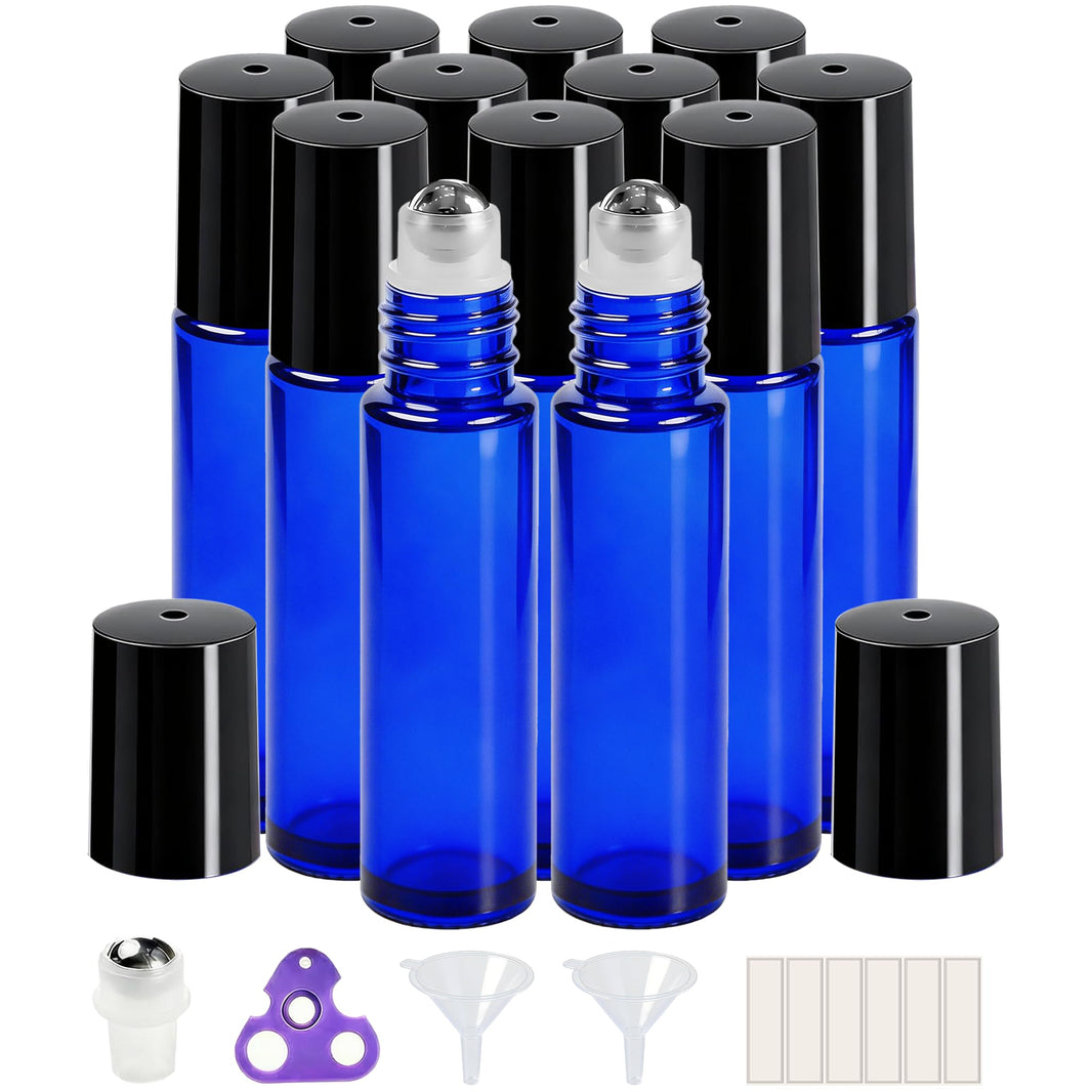 PrettyCare 4 Pack Amber Glass Oil Roller Bottles for Essential Oils 10ml, Roll On Bottles with Stainless Steel Roller Ball Leak-Proof Perfume Travel Refillable Bottle Empty, Beauty & Personal Care-PrettyCare 4 Pack Amber Glass Oil Roller Bottles for Essential Oils 10ml, Roll On Bottles with Stainless Steel Roller Ball Leak-Proof Perfume Travel Refillable Bottle Empty, Beauty & Personal Care