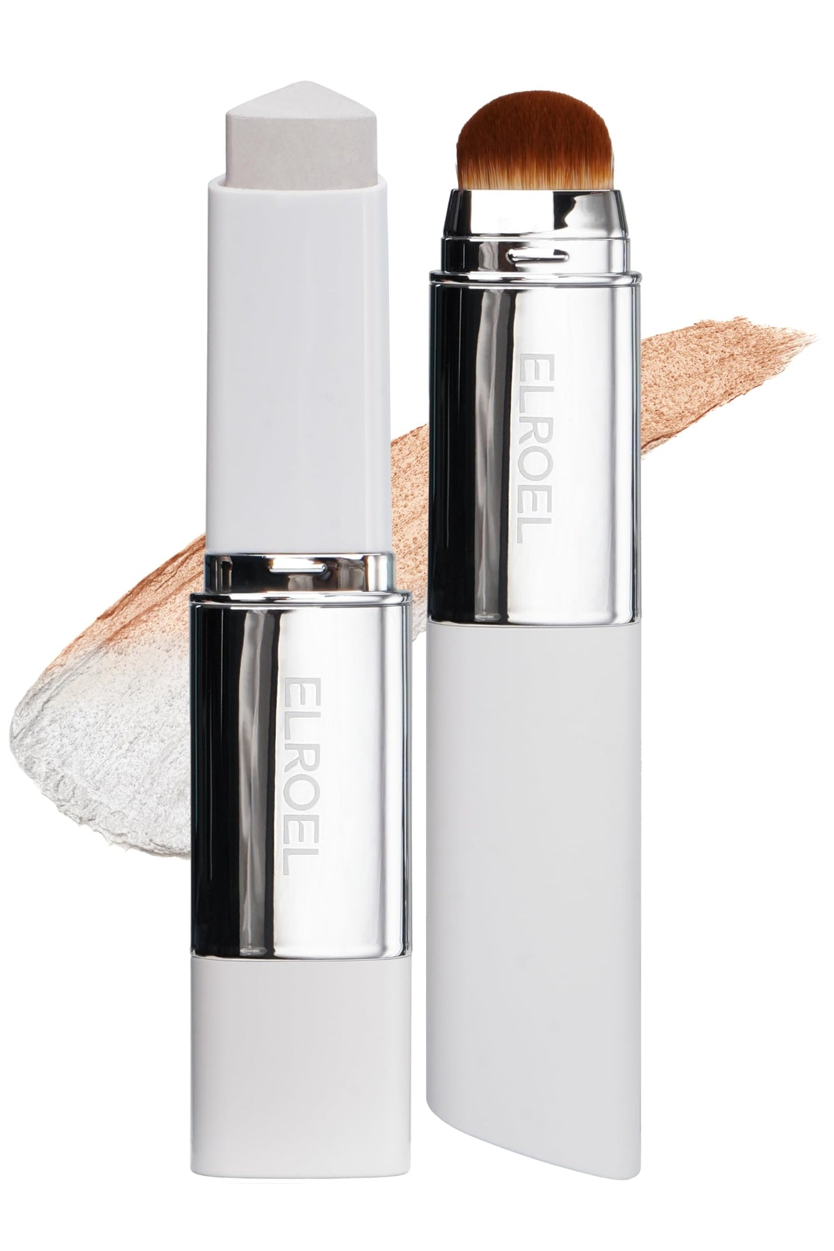 ELROEL Blanc Cover Cream Stick V White - Korean Color-Changing Foundation Stick with Volufiline - Medium to Full Coverage Dewy Finish Base Makeup - Dual-Ended with Detachable Brush (202 Natural)-ELROEL Blanc Cover Cream Stick V White - Korean Color-Changing Foundation Stick with Volufiline - Medium to Full Coverage Dewy Finish Base Makeup - Dual-Ended with Detachable Brush (202 Natural)