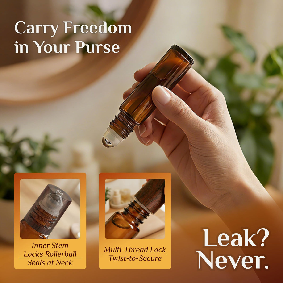 PrettyCare 4 Pack Amber Glass Oil Roller Bottles for Essential Oils 10ml, Roll On Bottles with Stainless Steel Roller Ball Leak-Proof Perfume Travel Refillable Bottle Empty, Beauty & Personal Care-PrettyCare 4 Pack Amber Glass Oil Roller Bottles for Essential Oils 10ml, Roll On Bottles with Stainless Steel Roller Ball Leak-Proof Perfume Travel Refillable Bottle Empty, Beauty & Personal Care