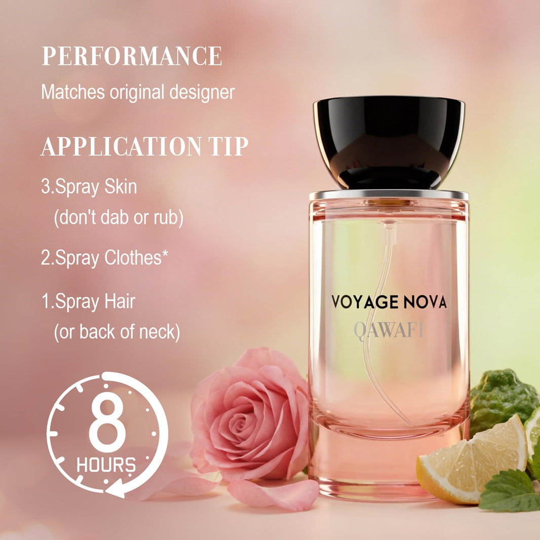 Voyage Nova Eau de Parfum for Women, Lychee Bergamot Ginger, Rose Peony Cocoa Blossom, Elegant Patchouli, Long Lasting Spring Fall Perfume, 100ml & 3.4 fl oz-Voyage Nova Eau de Parfum for Women, Lychee Bergamot Ginger, Rose Peony Cocoa Blossom, Elegant Patchouli, Long Lasting Spring Fall Perfume, 100ml & 3.4 fl oz