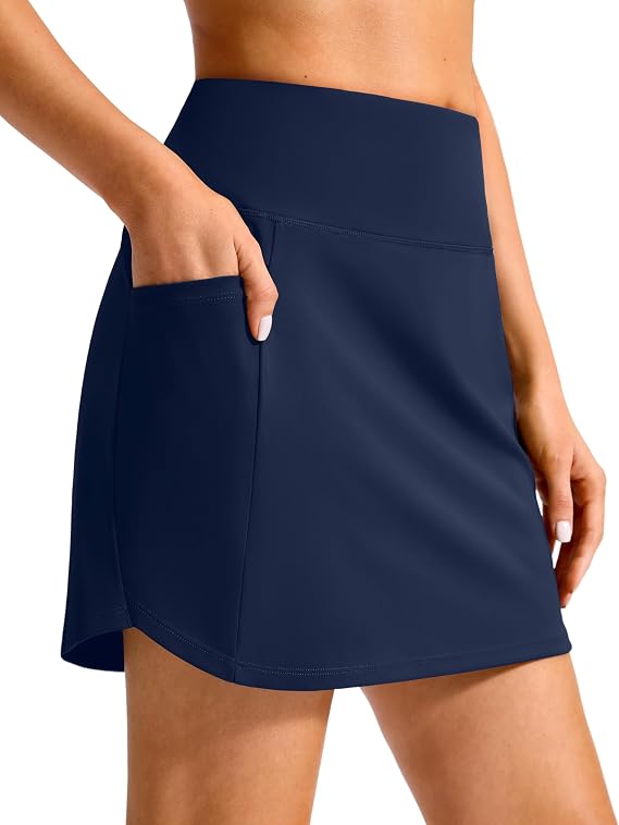 SANTINY 16'' Skorts for Woman with 4 Side Pockets High Waisted Stretch Pickleball Athletic Skirts Casual Tennis Golf Skirts (Navy_M) (Clearance)-SANTINY 16'' Skorts for Woman with 4 Side Pockets High Waisted Stretch Pickleball Athletic Skirts Casual Tennis Golf Skirts (Navy_M) (Clearance)