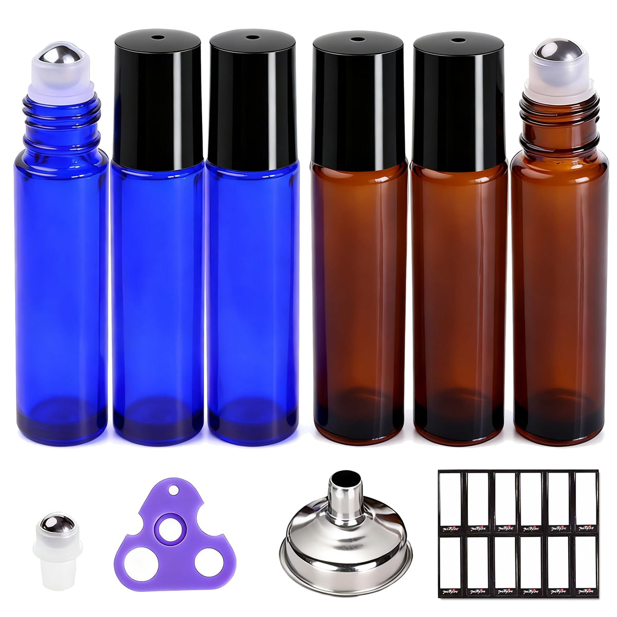 PrettyCare 4 Pack Amber Glass Oil Roller Bottles for Essential Oils 10ml, Roll On Bottles with Stainless Steel Roller Ball Leak-Proof Perfume Travel Refillable Bottle Empty, Beauty & Personal Care-PrettyCare 4 Pack Amber Glass Oil Roller Bottles for Essential Oils 10ml, Roll On Bottles with Stainless Steel Roller Ball Leak-Proof Perfume Travel Refillable Bottle Empty, Beauty & Personal Care