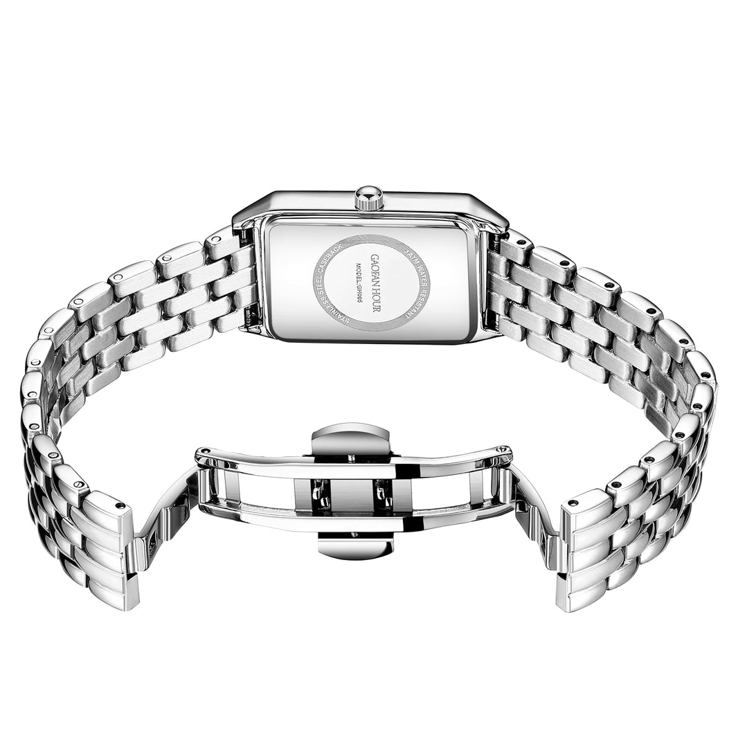 Gold Watches for Women with Vintage Rectangular Case,White Roman Dial,Stainless Steel Band,Adjustment Tool Included,Water Resistant-Gold Watches for Women with Vintage Rectangular Case,White Roman Dial,Stainless Steel Band,Adjustment Tool Included,Water Resistant