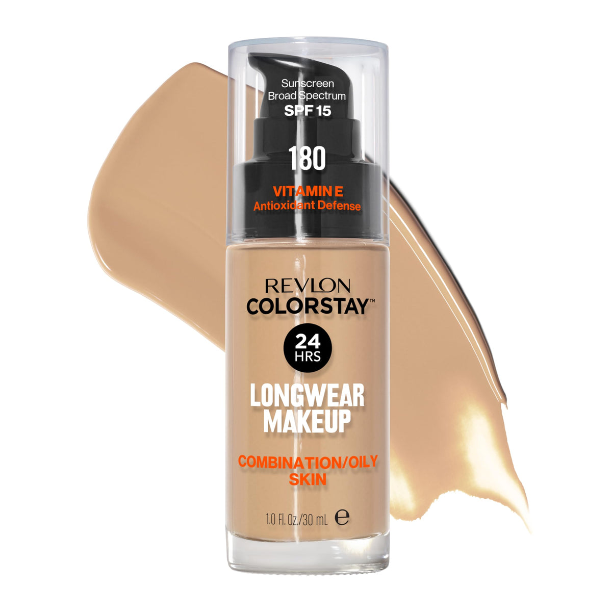 Revlon Liquid Foundation, ColorStay Face Makeup for Combination & Oily Skin, SPF 15, Medium-Full Coverage with Matte Finish, 180 Sand Beige, 1 Fl Oz-Revlon Liquid Foundation, ColorStay Face Makeup for Combination & Oily Skin, SPF 15, Medium-Full Coverage with Matte Finish, 180 Sand Beige, 1 Fl Oz