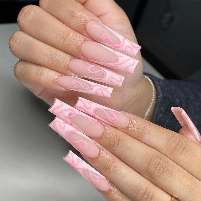 Heart Stripe Fake Nails-fc05659b0bd8b5ac027ebefaaf39df10
