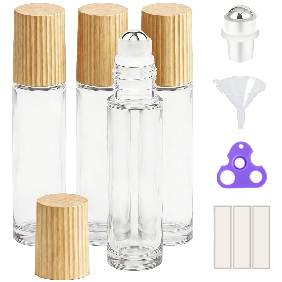 PrettyCare 4 Pack Amber Glass Oil Roller Bottles for Essential Oils 10ml, Roll On Bottles with Stainless Steel Roller Ball Leak-Proof Perfume Travel Refillable Bottle Empty, Beauty & Personal Care-PrettyCare 4 Pack Amber Glass Oil Roller Bottles for Essential Oils 10ml, Roll On Bottles with Stainless Steel Roller Ball Leak-Proof Perfume Travel Refillable Bottle Empty, Beauty & Personal Care