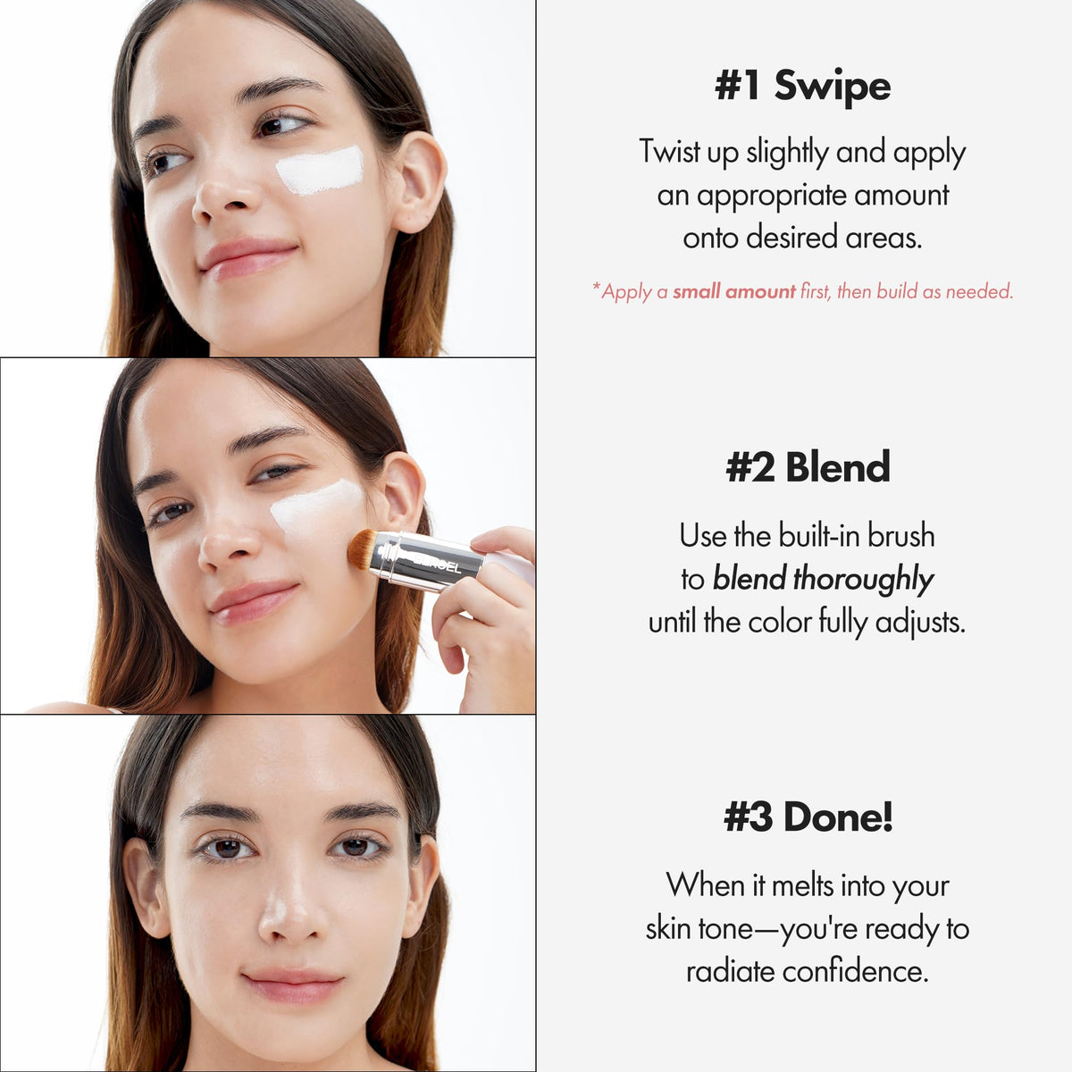 ELROEL Blanc Cover Cream Stick V White - Korean Color-Changing Foundation Stick with Volufiline - Medium to Full Coverage Dewy Finish Base Makeup - Dual-Ended with Detachable Brush (202 Natural)-ELROEL Blanc Cover Cream Stick V White - Korean Color-Changing Foundation Stick with Volufiline - Medium to Full Coverage Dewy Finish Base Makeup - Dual-Ended with Detachable Brush (202 Natural)