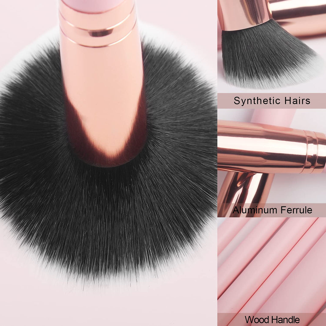 Real Perfection Makeup Brush Set 16 Pcs with 1 Eyebrow Razor Premium Synthetic Foundation Powder Concealers Eyeshadow Blush Makeup Brushes Make up Brushes Kit (Pink)-Real Perfection Makeup Brush Set 16 Pcs with 1 Eyebrow Razor Premium Synthetic Foundation Powder Concealers Eyeshadow Blush Makeup Brushes Make up Brushes Kit (Pink)