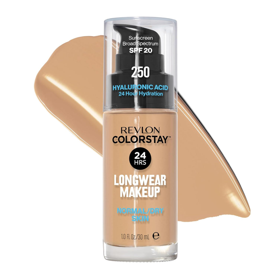Revlon Liquid Foundation, ColorStay Face Makeup for Normal & Dry Skin, SPF 20, Longwear Medium-Full Coverage with Natural Finish, 240 Medium Beige, 1 Fl Oz-Revlon Liquid Foundation, ColorStay Face Makeup for Normal & Dry Skin, SPF 20, Longwear Medium-Full Coverage with Natural Finish, 240 Medium Beige, 1 Fl Oz