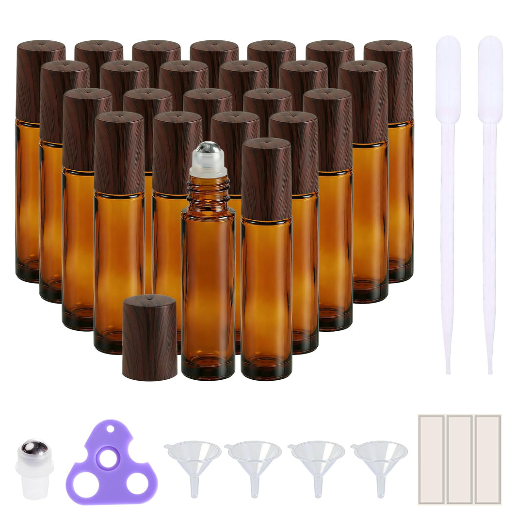 PrettyCare 4 Pack Amber Glass Oil Roller Bottles for Essential Oils 10ml, Roll On Bottles with Stainless Steel Roller Ball Leak-Proof Perfume Travel Refillable Bottle Empty, Beauty & Personal Care-PrettyCare 4 Pack Amber Glass Oil Roller Bottles for Essential Oils 10ml, Roll On Bottles with Stainless Steel Roller Ball Leak-Proof Perfume Travel Refillable Bottle Empty, Beauty & Personal Care