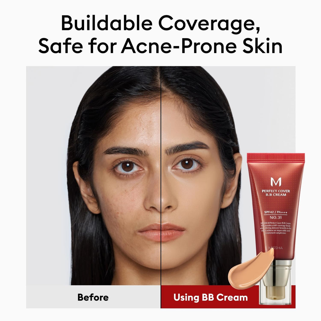 MISSHA M Perfect Cover BB Cream No.23 Natural Beige -Light/Medium with Cool/Neutral Undertone SPF 42 PA +++ 1.69 Fl Oz - Tinted Moisturizer for face with SPF-MISSHA M Perfect Cover BB Cream No.23 Natural Beige -Light/Medium with Cool/Neutral Undertone SPF 42 PA +++ 1.69 Fl Oz - Tinted Moisturizer for face with SPF