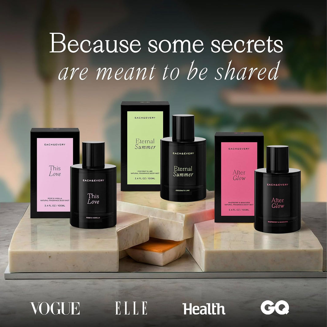 Each & Every Hair & Body Mist Bundle for Women & Men – 100% Natural Fragrance, Vegan & Cruelty-Free – After Glow, Eternal Summer & This Love Scents, 3-Pack-Each & Every Hair & Body Mist Bundle for Women & Men – 100% Natural Fragrance, Vegan & Cruelty-Free – After Glow, Eternal Summer & This Love Scents, 3-Pack