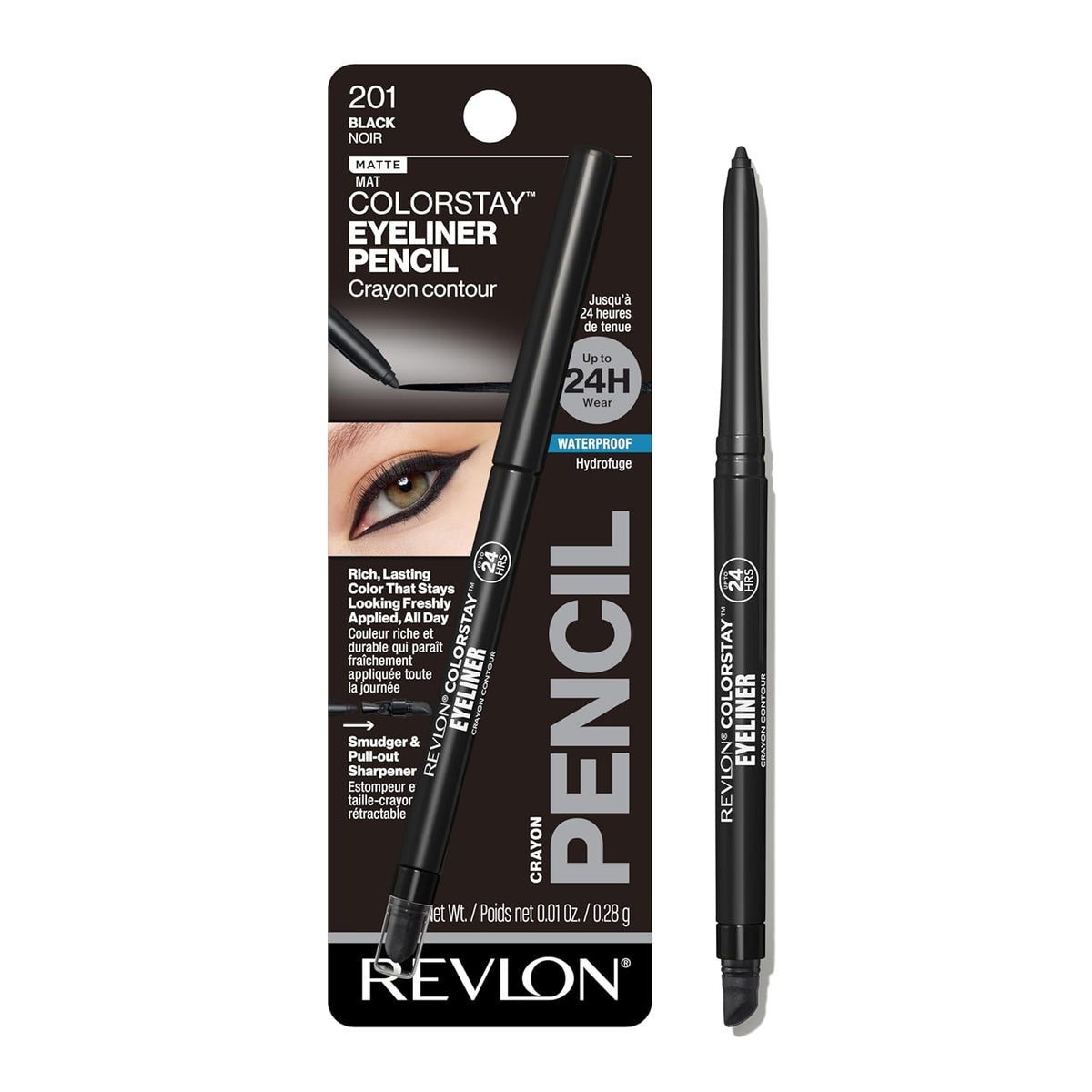 Revlon ColorStay Pencil Waterproof Eyeliner, Smudge-Proof, Eye Makeup with Built-In Sharpener, Long-Lasting, Matte Finish, 201 Black, 2 pack-Revlon ColorStay Pencil Waterproof Eyeliner, Smudge-Proof, Eye Makeup with Built-In Sharpener, Long-Lasting, Matte Finish, 201 Black, 2 pack