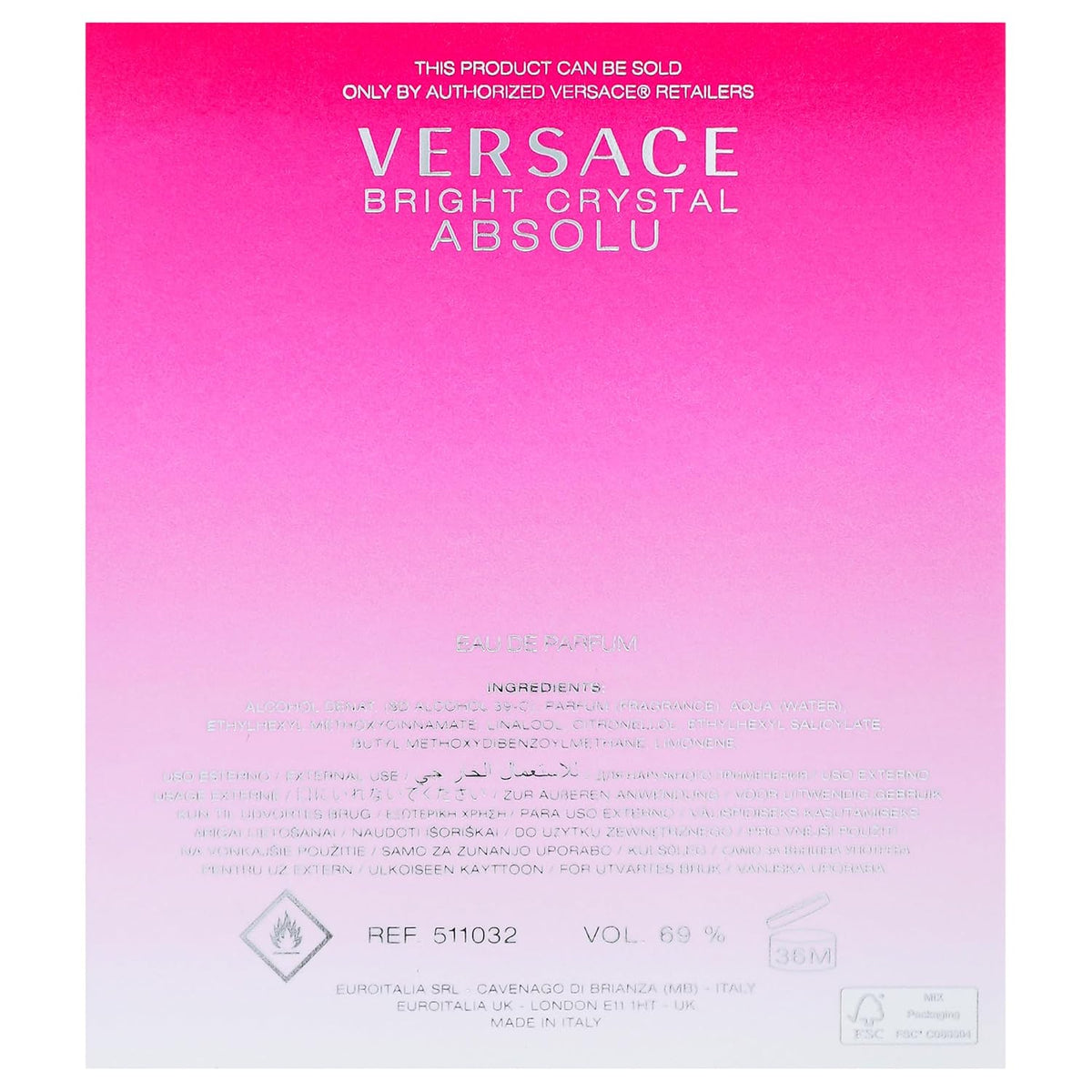 Versace Bright Crystal Absolu for Women 3.0 oz Eau de Parfum Spray-Versace Bright Crystal Absolu for Women 3.0 oz Eau de Parfum Spray
