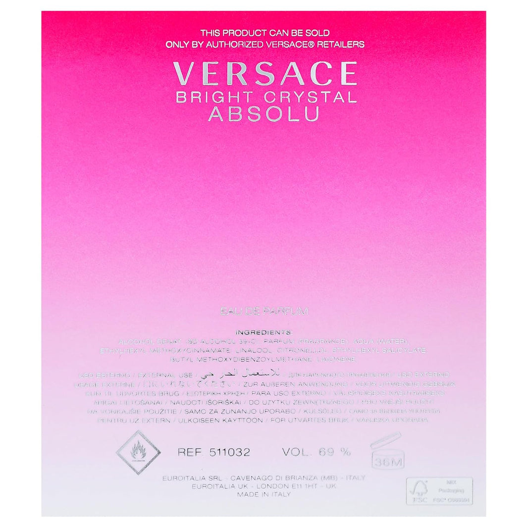 Versace Bright Crystal Absolu for Women 3.0 oz Eau de Parfum Spray-Versace Bright Crystal Absolu for Women 3.0 oz Eau de Parfum Spray