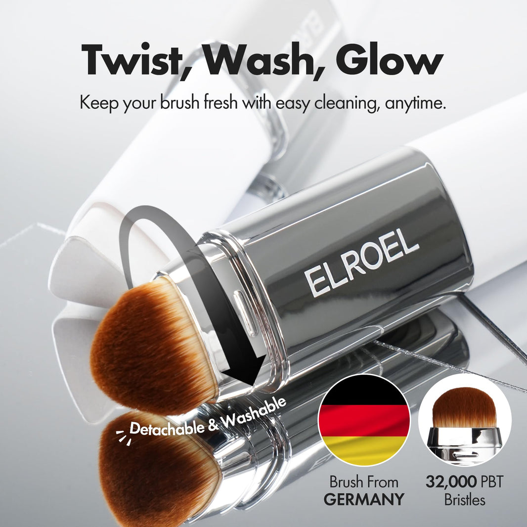 ELROEL Blanc Cover Cream Stick V White - Korean Color-Changing Foundation Stick with Volufiline - Medium to Full Coverage Dewy Finish Base Makeup - Dual-Ended with Detachable Brush (202 Natural)-ELROEL Blanc Cover Cream Stick V White - Korean Color-Changing Foundation Stick with Volufiline - Medium to Full Coverage Dewy Finish Base Makeup - Dual-Ended with Detachable Brush (202 Natural)