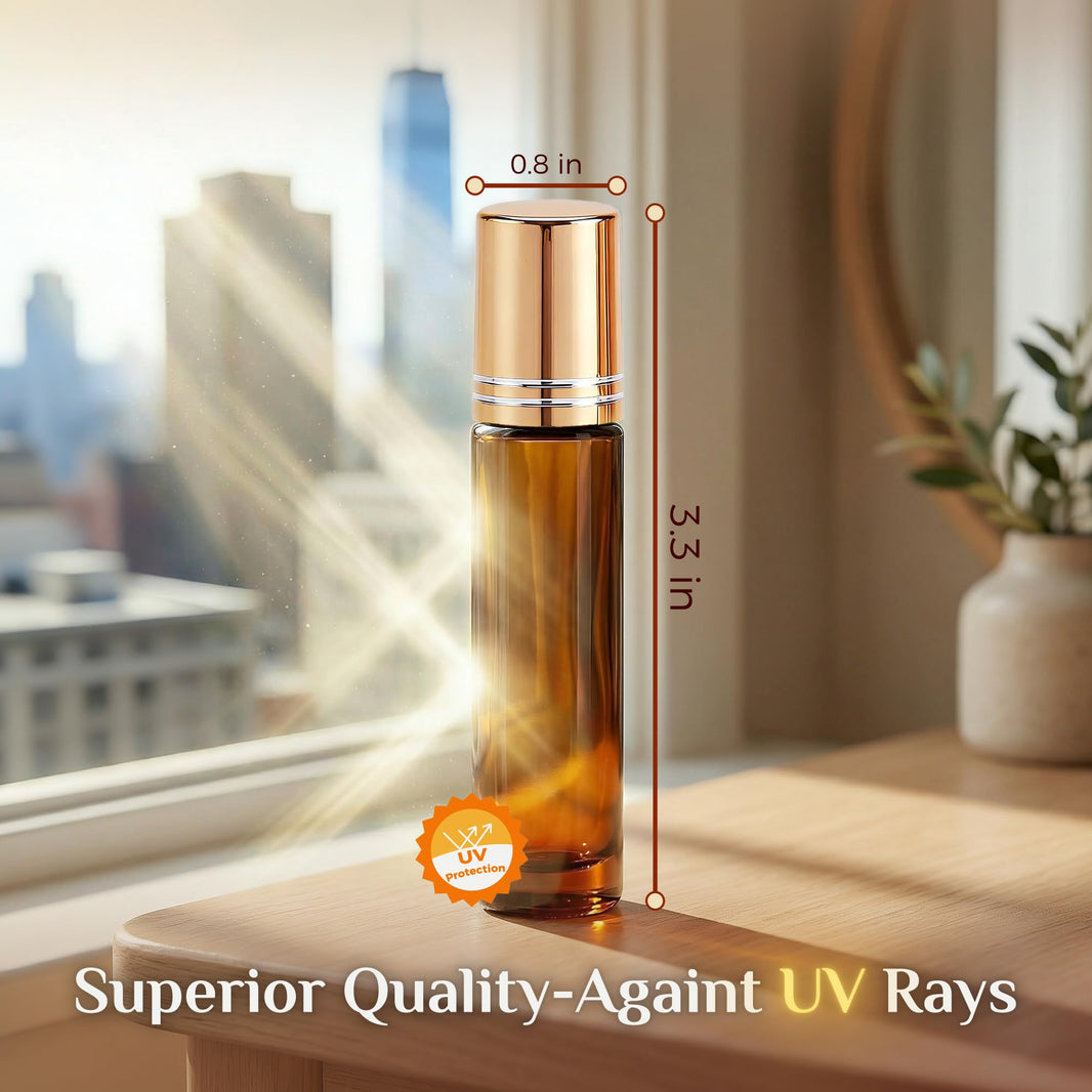 PrettyCare 4 Pack Amber Glass Oil Roller Bottles for Essential Oils 10ml, Roll On Bottles with Stainless Steel Roller Ball Leak-Proof Perfume Travel Refillable Bottle Empty, Beauty & Personal Care-PrettyCare 4 Pack Amber Glass Oil Roller Bottles for Essential Oils 10ml, Roll On Bottles with Stainless Steel Roller Ball Leak-Proof Perfume Travel Refillable Bottle Empty, Beauty & Personal Care