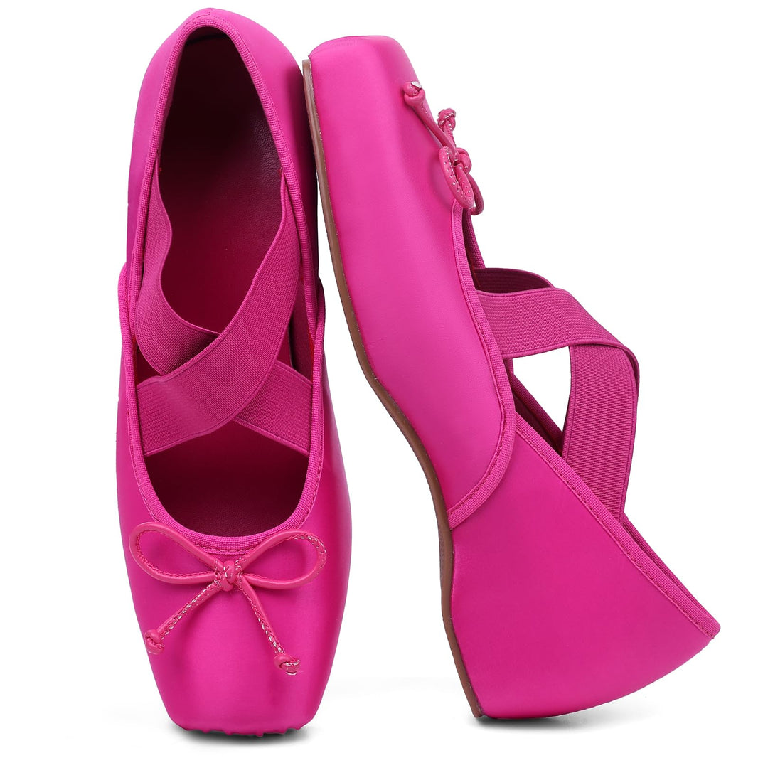 Women's Ballet Flats Square Toe Criss Cross Straps with Bow Low Wedge Shoes-Women's Ballet Flats Square Toe Criss Cross Straps with Bow Low Wedge Shoes