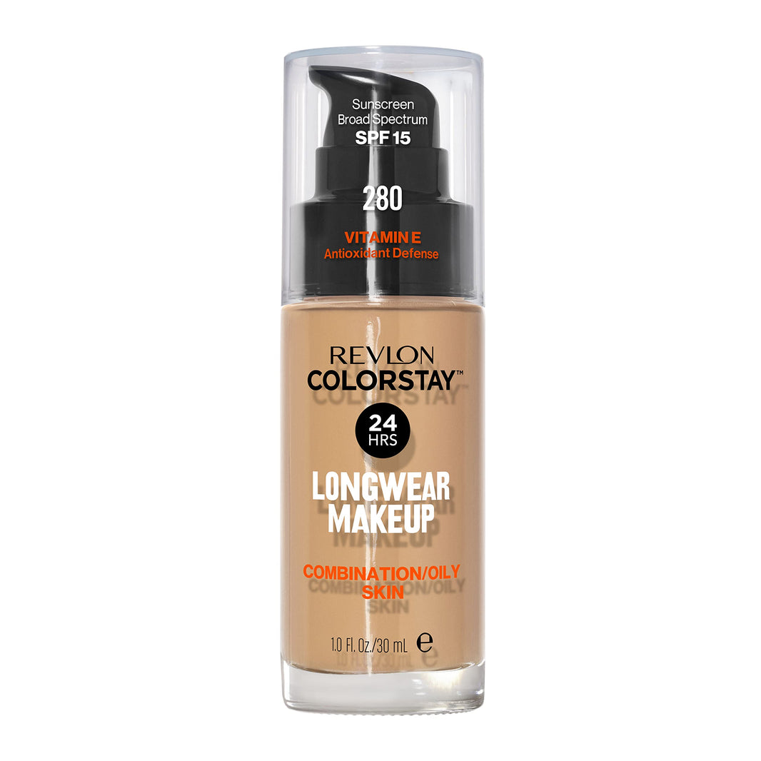 Revlon Liquid Foundation, ColorStay Face Makeup for Combination & Oily Skin, SPF 15, Medium-Full Coverage with Matte Finish, 180 Sand Beige, 1 Fl Oz-Revlon Liquid Foundation, ColorStay Face Makeup for Combination & Oily Skin, SPF 15, Medium-Full Coverage with Matte Finish, 180 Sand Beige, 1 Fl Oz