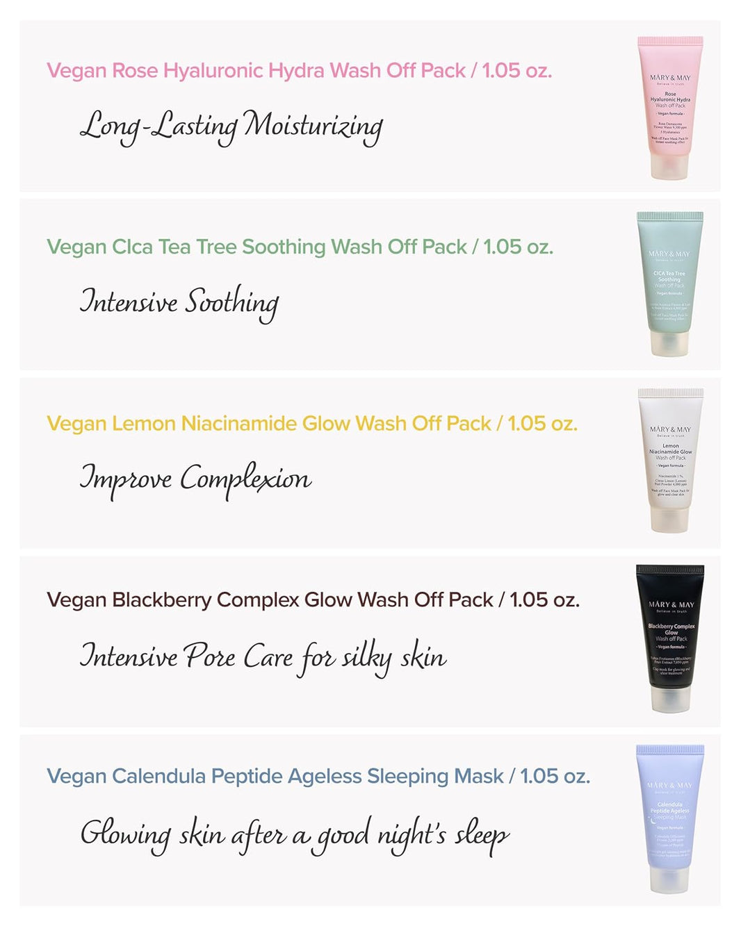 Mary & May Vegan Wash Off Mask Mini Gift Set-Mary & May Vegan Wash Off Mask Mini Gift Set