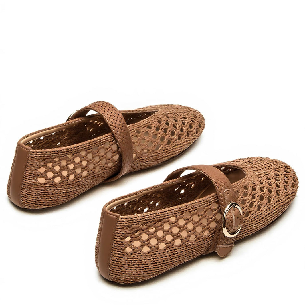Woven Ballet Flats Women Mesh Raffia Flats Round Toe Mary Janes Comfortable Ballerina Flat Shoes-Woven Ballet Flats Women Mesh Raffia Flats Round Toe Mary Janes Comfortable Ballerina Flat Shoes