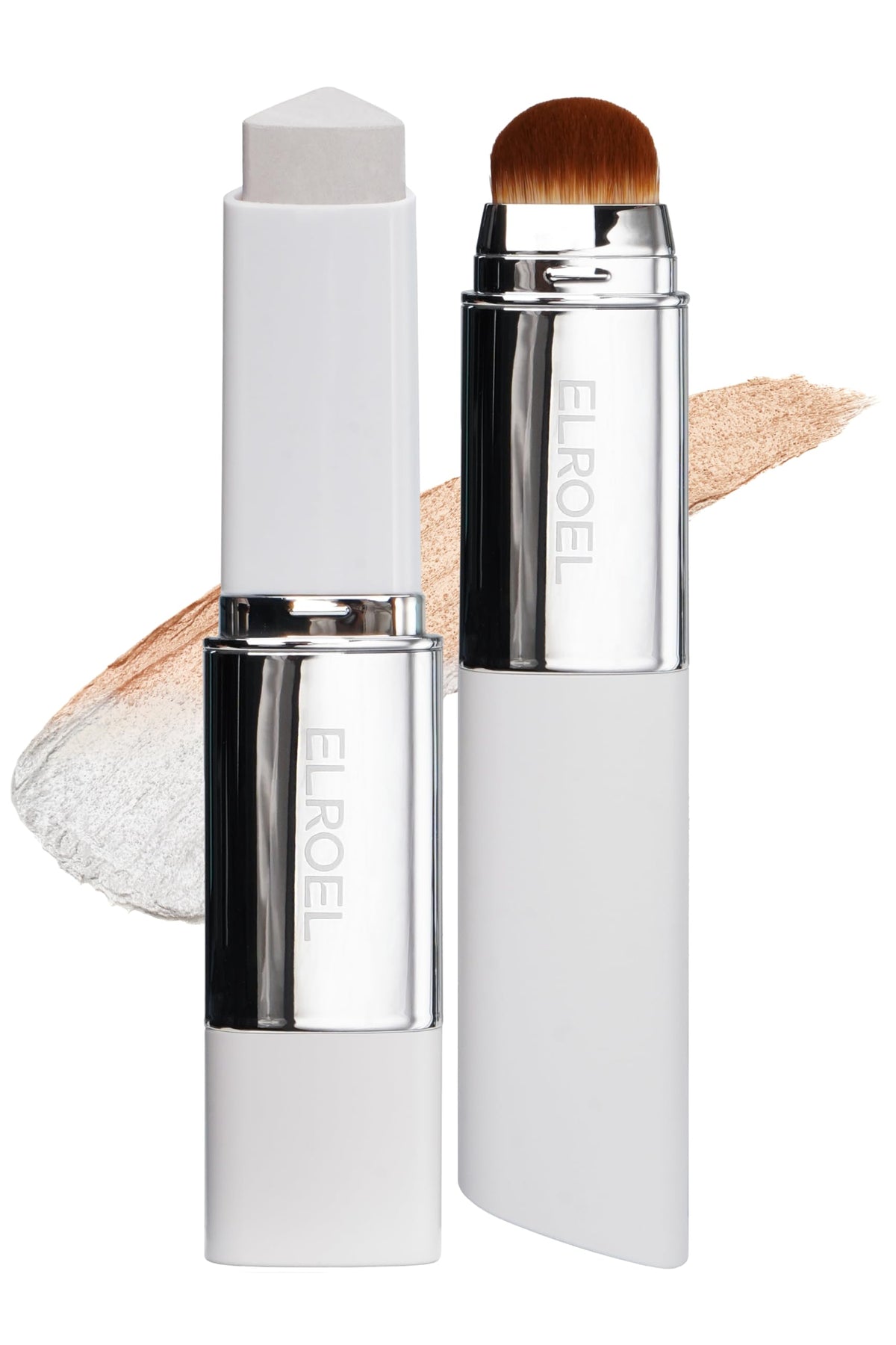 ELROEL Blanc Cover Cream Stick V White - Korean Color-Changing Foundation Stick with Volufiline - Medium to Full Coverage Dewy Finish Base Makeup - Dual-Ended with Detachable Brush (202 Natural)-ELROEL Blanc Cover Cream Stick V White - Korean Color-Changing Foundation Stick with Volufiline - Medium to Full Coverage Dewy Finish Base Makeup - Dual-Ended with Detachable Brush (202 Natural)