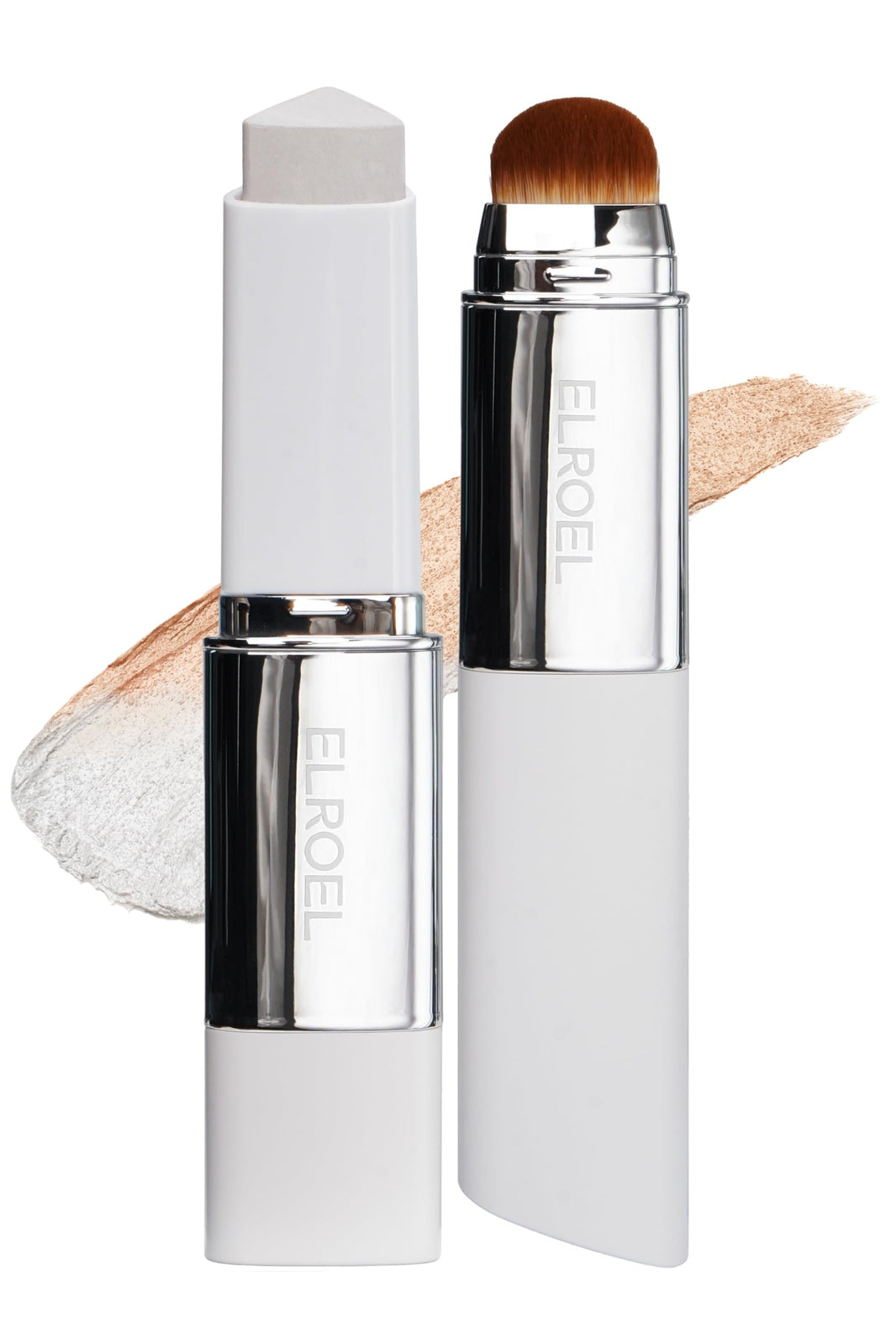 ELROEL Blanc Cover Cream Stick V White - Korean Color-Changing Foundation Stick with Volufiline - Medium to Full Coverage Dewy Finish Base Makeup - Dual-Ended with Detachable Brush (202 Natural)-ELROEL Blanc Cover Cream Stick V White - Korean Color-Changing Foundation Stick with Volufiline - Medium to Full Coverage Dewy Finish Base Makeup - Dual-Ended with Detachable Brush (202 Natural)