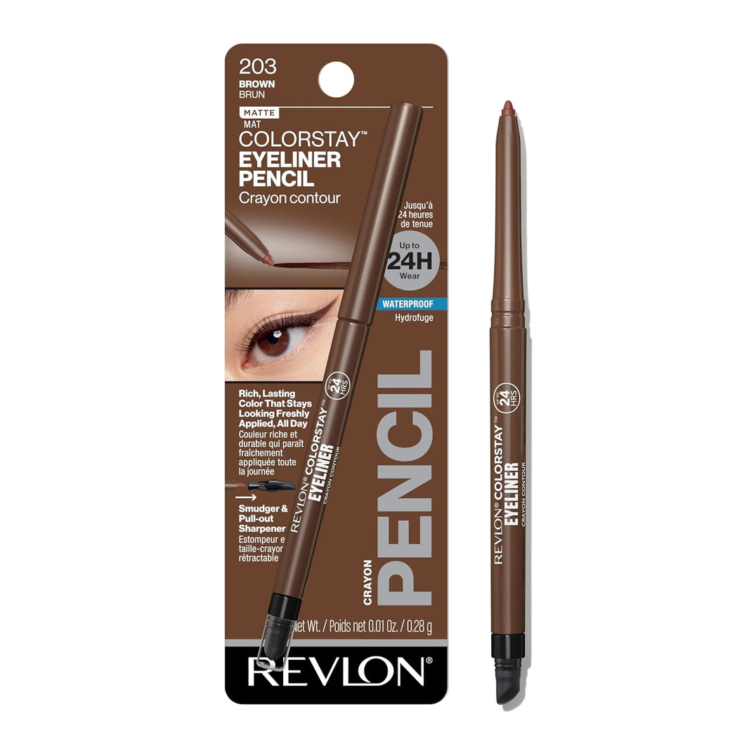Revlon ColorStay Pencil Waterproof Eyeliner, Smudge-Proof, Eye Makeup with Built-In Sharpener, Long-Lasting, Matte Finish, 201 Black, 2 pack-Revlon ColorStay Pencil Waterproof Eyeliner, Smudge-Proof, Eye Makeup with Built-In Sharpener, Long-Lasting, Matte Finish, 201 Black, 2 pack