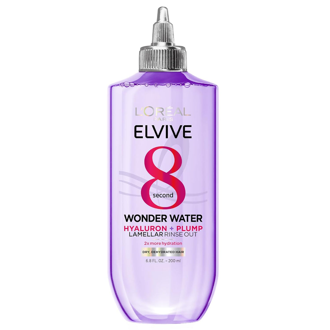 L'Oreal Paris Elvive Hyaluron Plump Flash Hydration Wonder Water Hair Rinse, 8 Second Hydrating Hair Care Treatment for Soft, Shiny Hair, 6.8 Fl Oz-L'Oreal Paris Elvive Hyaluron Plump Flash Hydration Wonder Water Hair Rinse, 8 Second Hydrating Hair Care Treatment for Soft, Shiny Hair, 6.8 Fl Oz