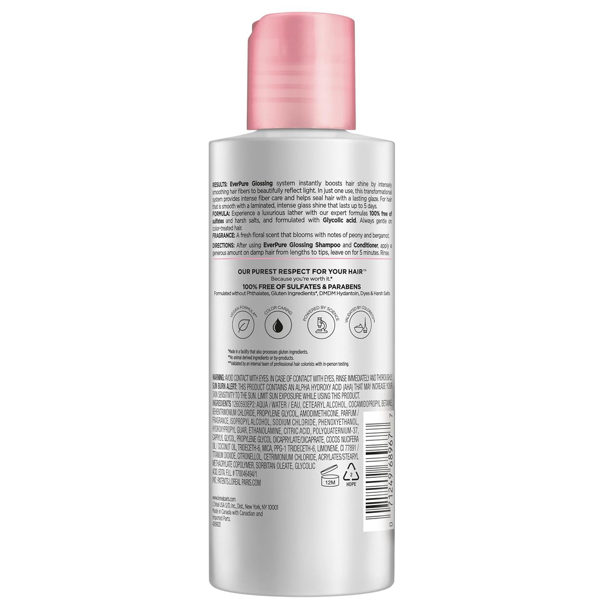 L'Oreal Paris Sulfate Free Glossing Lamination Hair Mask, 5-Minute Rinse-Off Hair Treatment with Glycolic Acid for Glass Shine, Smoothness & Soft Feel, Color Caring, EverPure, 5.1 Fl Oz-L'Oreal Paris Sulfate Free Glossing Lamination Hair Mask, 5-Minute Rinse-Off Hair Treatment with Glycolic Acid for Glass Shine, Smoothness & Soft Feel, Color Caring, EverPure, 5.1 Fl Oz