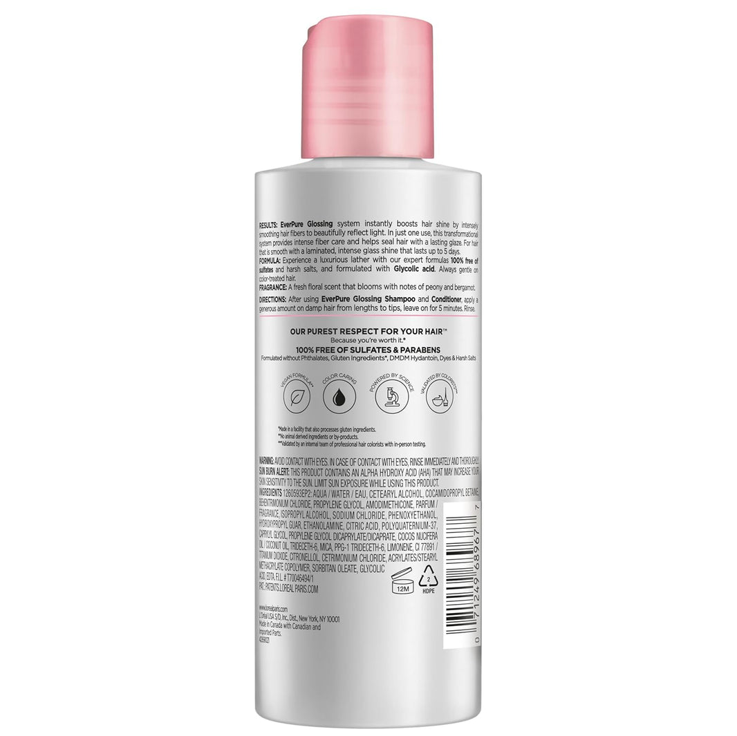 L'Oreal Paris Sulfate Free Glossing Lamination Hair Mask, 5-Minute Rinse-Off Hair Treatment with Glycolic Acid for Glass Shine, Smoothness & Soft Feel, Color Caring, EverPure, 5.1 Fl Oz-L'Oreal Paris Sulfate Free Glossing Lamination Hair Mask, 5-Minute Rinse-Off Hair Treatment with Glycolic Acid for Glass Shine, Smoothness & Soft Feel, Color Caring, EverPure, 5.1 Fl Oz