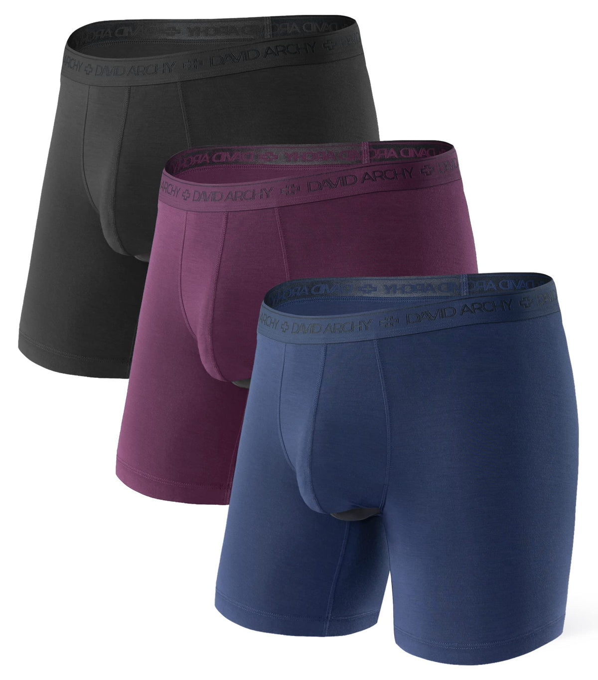 DAVID ARCHY Men's Underwear Modal Boxer Briefs Trunks Multi-Pack | Dual Pouch with Fly, Ultra Soft Second Skin Feel, Breathable Stretch Spandex, Anti Chafing, Daily Lounging Work Travel-DAVID ARCHY Men's Underwear Modal Boxer Briefs Trunks Multi-Pack | Dual Pouch with Fly, Ultra Soft Second Skin Feel, Breathable Stretch Spandex, Anti Chafing, Daily Lounging Work Travel