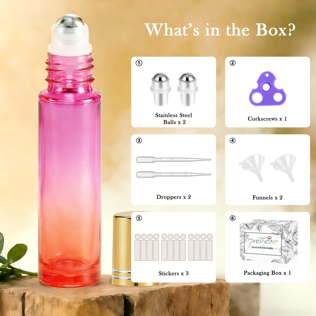 PrettyCare 4 Pack Amber Glass Oil Roller Bottles for Essential Oils 10ml, Roll On Bottles with Stainless Steel Roller Ball Leak-Proof Perfume Travel Refillable Bottle Empty, Beauty & Personal Care-PrettyCare 4 Pack Amber Glass Oil Roller Bottles for Essential Oils 10ml, Roll On Bottles with Stainless Steel Roller Ball Leak-Proof Perfume Travel Refillable Bottle Empty, Beauty & Personal Care
