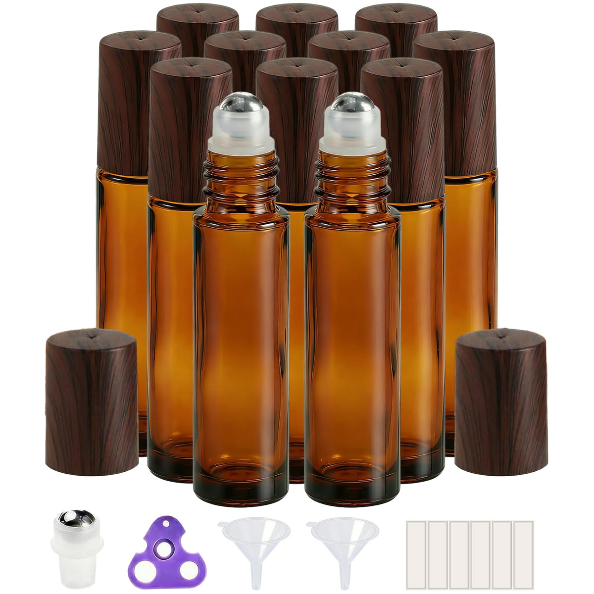 PrettyCare 4 Pack Amber Glass Oil Roller Bottles for Essential Oils 10ml, Roll On Bottles with Stainless Steel Roller Ball Leak-Proof Perfume Travel Refillable Bottle Empty, Beauty & Personal Care-PrettyCare 4 Pack Amber Glass Oil Roller Bottles for Essential Oils 10ml, Roll On Bottles with Stainless Steel Roller Ball Leak-Proof Perfume Travel Refillable Bottle Empty, Beauty & Personal Care