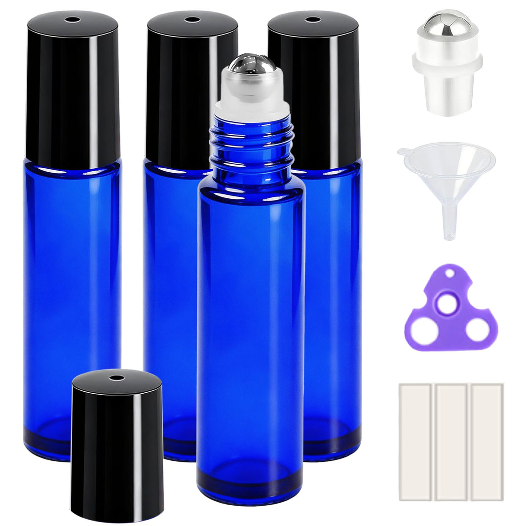 PrettyCare 4 Pack Amber Glass Oil Roller Bottles for Essential Oils 10ml, Roll On Bottles with Stainless Steel Roller Ball Leak-Proof Perfume Travel Refillable Bottle Empty, Beauty & Personal Care-PrettyCare 4 Pack Amber Glass Oil Roller Bottles for Essential Oils 10ml, Roll On Bottles with Stainless Steel Roller Ball Leak-Proof Perfume Travel Refillable Bottle Empty, Beauty & Personal Care