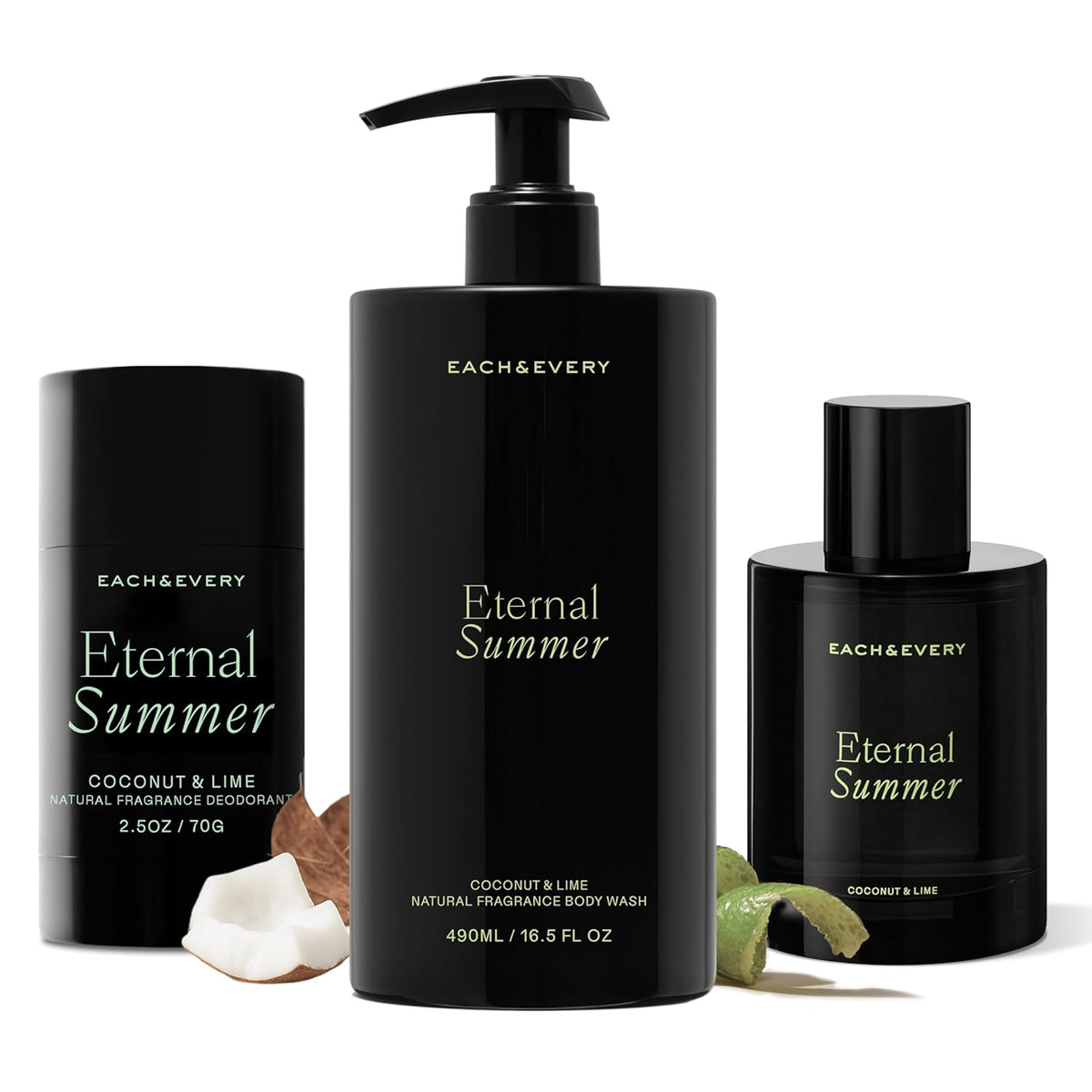 Each & Every Eternal Summer Trio - Body Wash 16.5 Fl Oz, Hair & Body Mist, Aluminum Free Deodorant 2.5 oz, Hydrating Cleanse, Odor Protection & Fresh Coconut & Lime Scent-Each & Every Eternal Summer Trio - Body Wash 16.5 Fl Oz, Hair & Body Mist, Aluminum Free Deodorant 2.5 oz, Hydrating Cleanse, Odor Protection & Fresh Coconut & Lime Scent