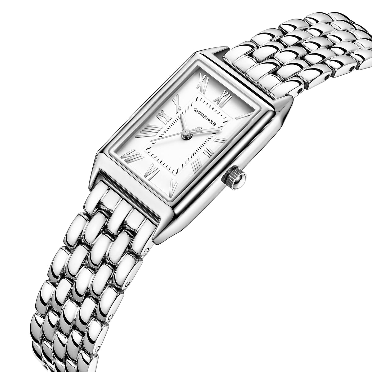 Gold Watches for Women with Vintage Rectangular Case,White Roman Dial,Stainless Steel Band,Adjustment Tool Included,Water Resistant-Gold Watches for Women with Vintage Rectangular Case,White Roman Dial,Stainless Steel Band,Adjustment Tool Included,Water Resistant