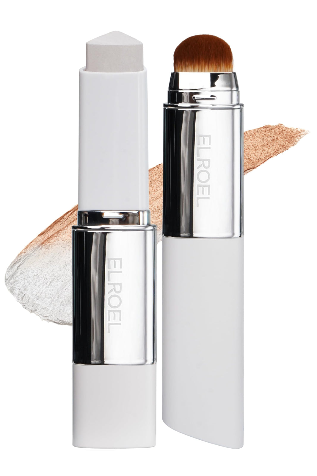 ELROEL Blanc Cover Cream Stick V White - Korean Color-Changing Foundation Stick with Volufiline - Medium to Full Coverage Dewy Finish Base Makeup - Dual-Ended with Detachable Brush (202 Natural)-ELROEL Blanc Cover Cream Stick V White - Korean Color-Changing Foundation Stick with Volufiline - Medium to Full Coverage Dewy Finish Base Makeup - Dual-Ended with Detachable Brush (202 Natural)